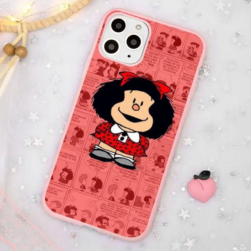 

Mafalda Cartoon girl Phone Case Candy Color for iPhone 11 12 mini pro XS MAX 8 7 6 6S Plus X SE 2020 XR