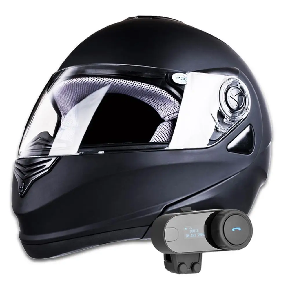 Мотоциклетный шлем Bluetooth гарнитура водонепроницаемый дисплей FM автоматически