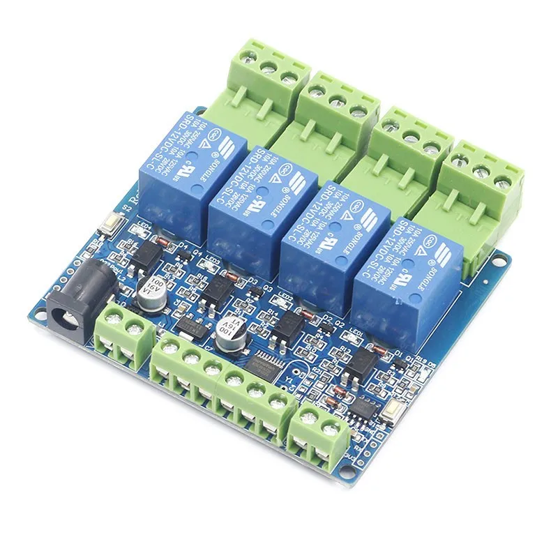 Modbus 4-Канальный Релейный Модуль STM8S103 система 4 дорожный вход 485 связь DIY