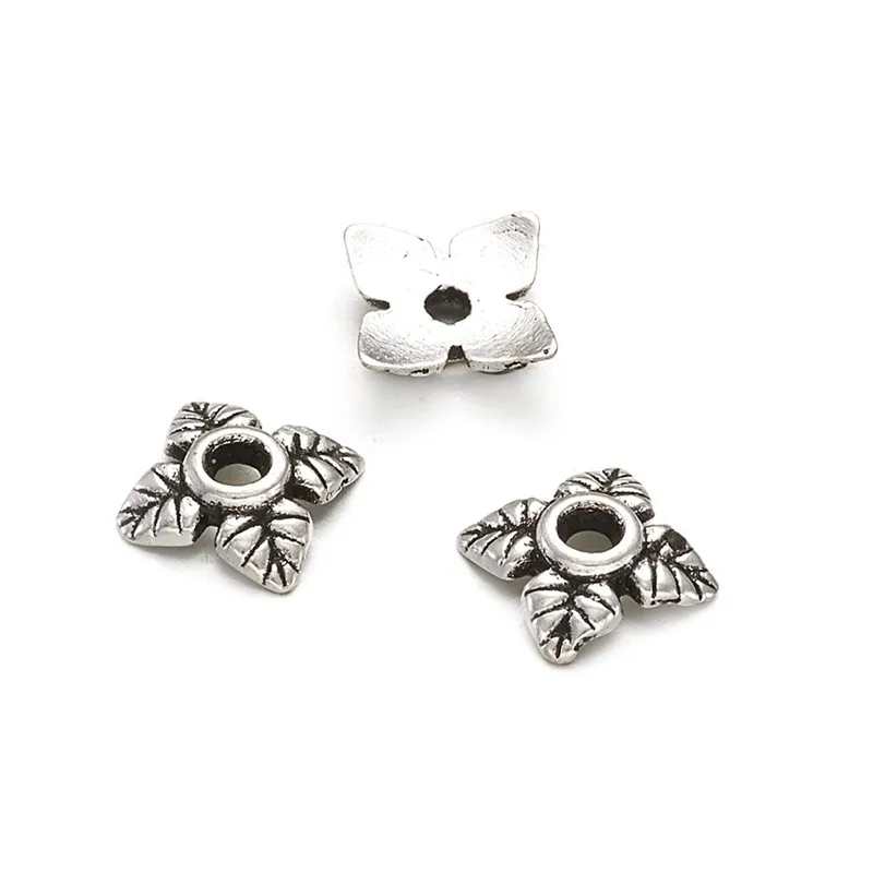 

200pcs Tibetan Style Bead Caps End Caps Antique Silver Color For Jewelry Making Handmade DIY Accessories Finding 6x6x2mm