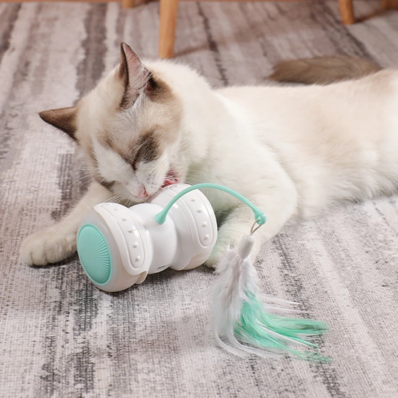 

Interactive Robotic Cat Toys Remote Control Automatic Feather Ball Teaser Toys for Kitten with Build-in LED Light