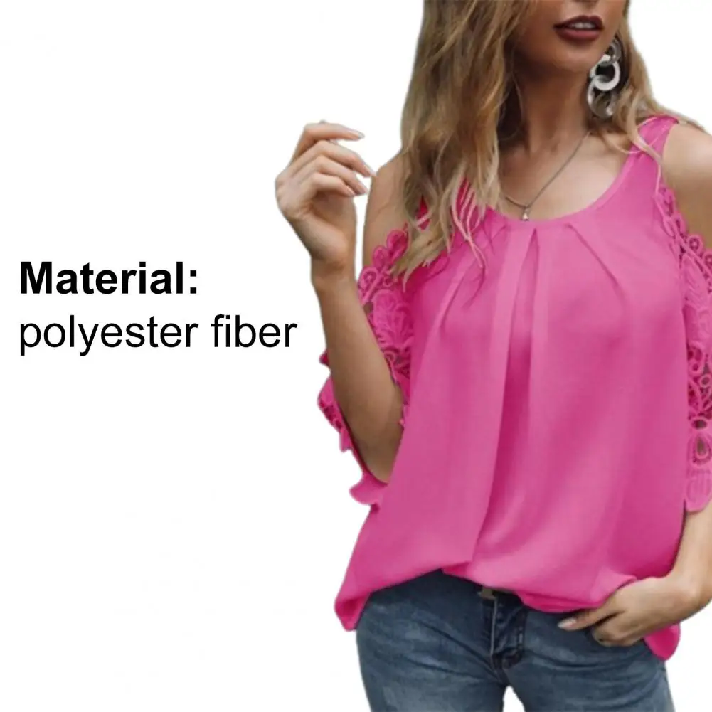 

Plus Size Women Tops Clothing 2021 New Patchwork Lace Shirt Hollow Out Sleeve White Blouse Streetwear Ladies Casual Pullovers