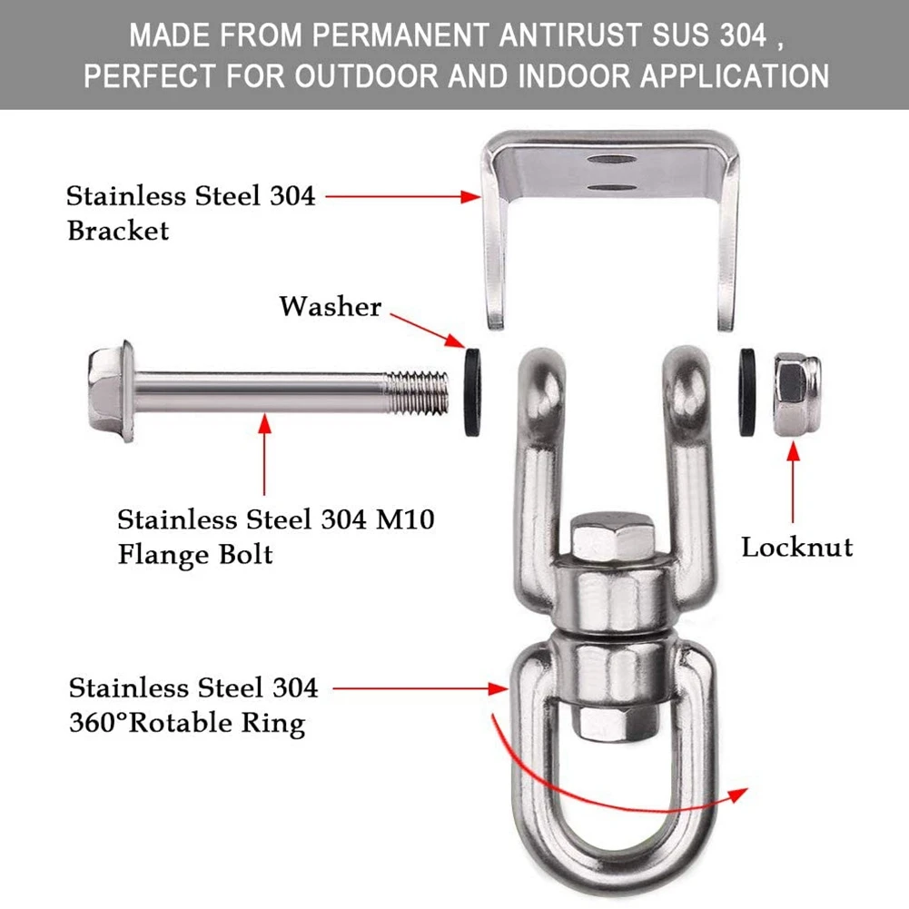 

304 Stainless Steel Rotating Fixed Plate, Rotating Load-Bearing Hook, Hammock Fixing Accessories