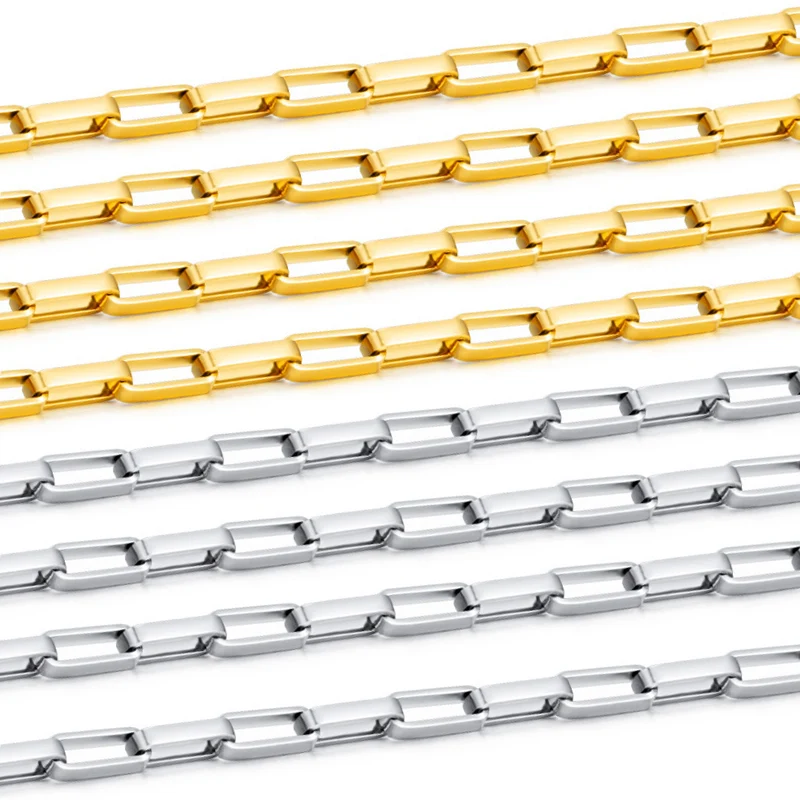 Золотые длинные цепочки из нержавеющей стали овальные ожерелья для аксессуаров