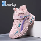 Детские зимние кроссовки, теплые плюшевые спортивные кроссовки для девочек, детская дышащая повседневная обувь, модные теннисные кроссовки для девочек, Новинка