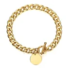 Мужские и женские круглые гравировальные очаровательные ID браслеты 8 ММ золотого цвета из нержавеющей стали кубинские звенья цепи модные ювелирные изделия DDB299