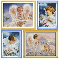a lovely cherub stamped cross stitch kit patterns 11ct 14ct count printed craft embroidery decoration gift canvas art sewing set