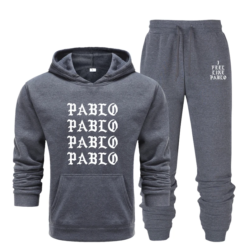 

Winter 2 Piece Set Men Keep Warm Cotton Fleece Hoodies And Sweatpants Printed Sportswear Suits Men Hip Hop Tracksuit Sets