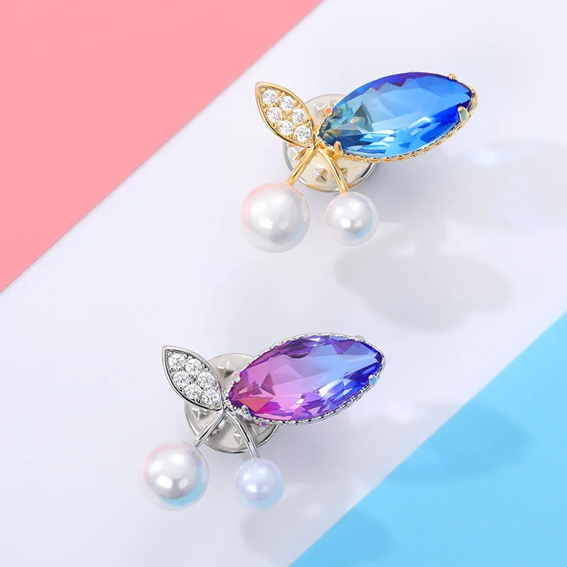 Роскошная циркониевая вишневая брошь искусственный жемчуг стразы броши для