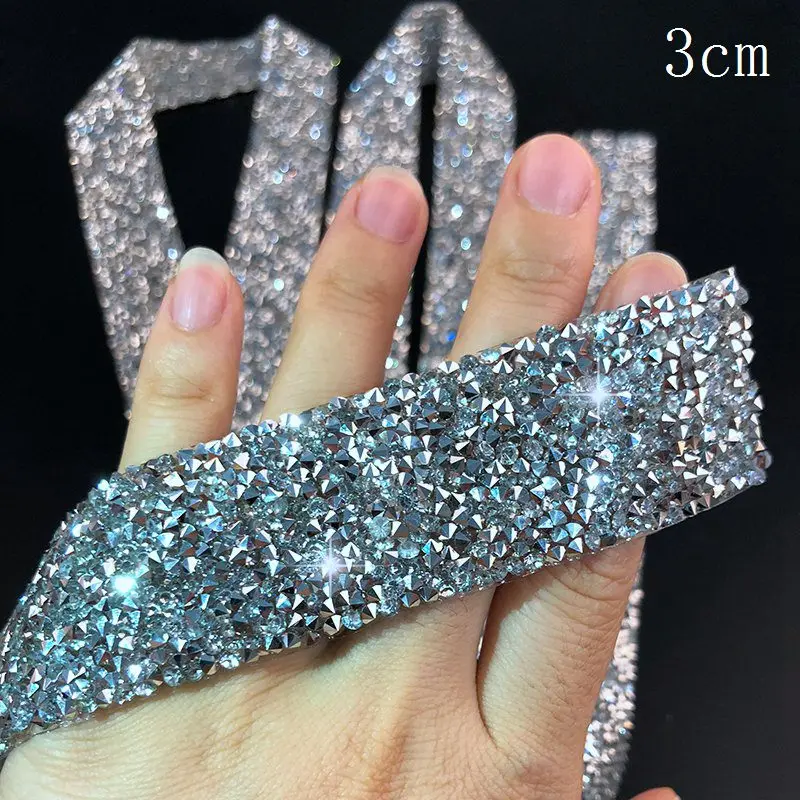 1 ярд Вышивание отделкой с украшением в виде кристаллов Стразы горячей фиксации