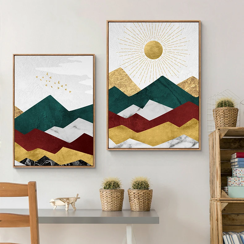 Абстрактная Настенная картина в скандинавском стиле геометрический Горный