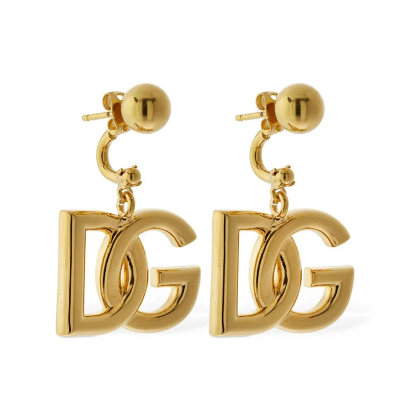 

Golden vintage fashion gemstone alphabet show earrings