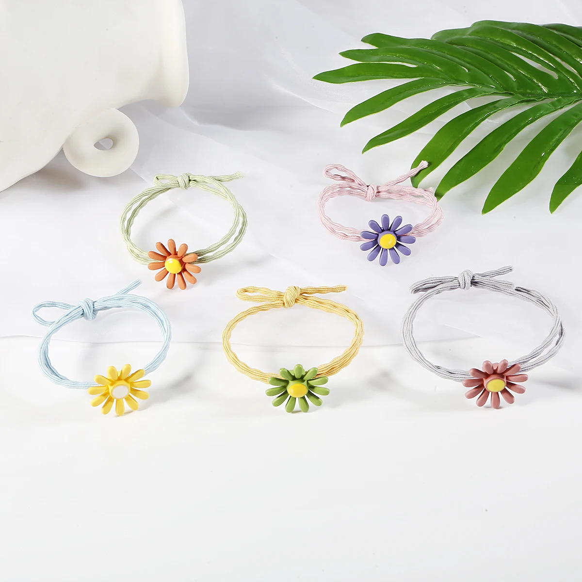 Набор колец для волос с маргаритками 1 шт./2 шт. канатная Резиновая лента кожаная