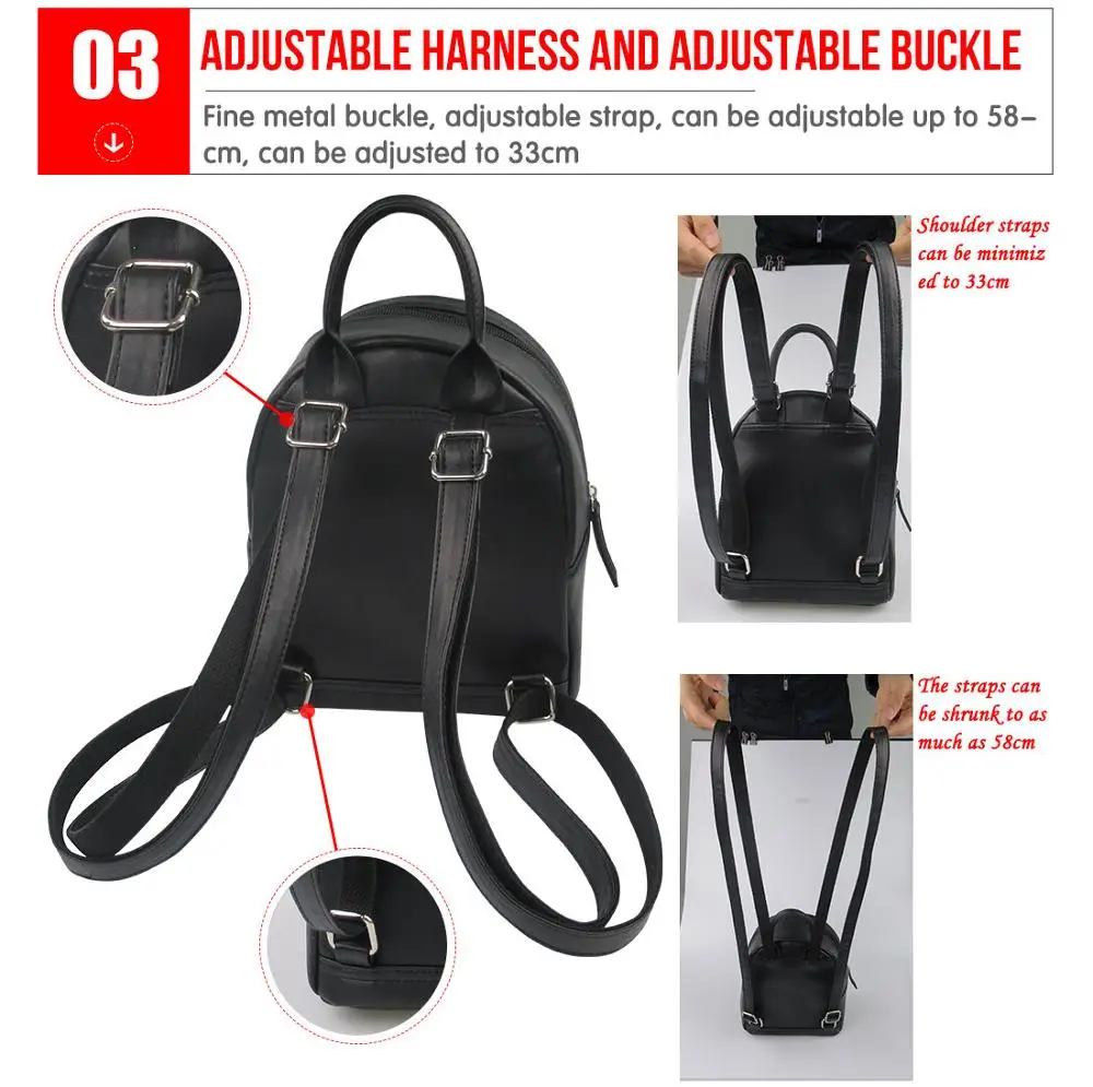 WHEREISART Women PU Leather Backpack College Rucksack Mini Travel Bag Afro Black Girls Teenager Sac A Dos 2019 | Багаж и сумки