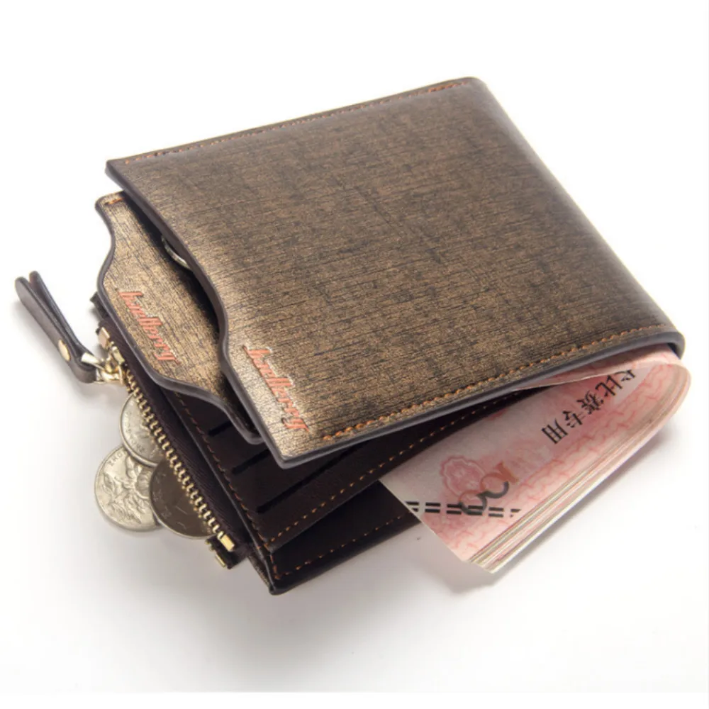 

Men's PU Leather Wallet ID Card Holder Slim billetera hombre Clutch Bifold coin Purse Short Zip carteira masculina portfel porte