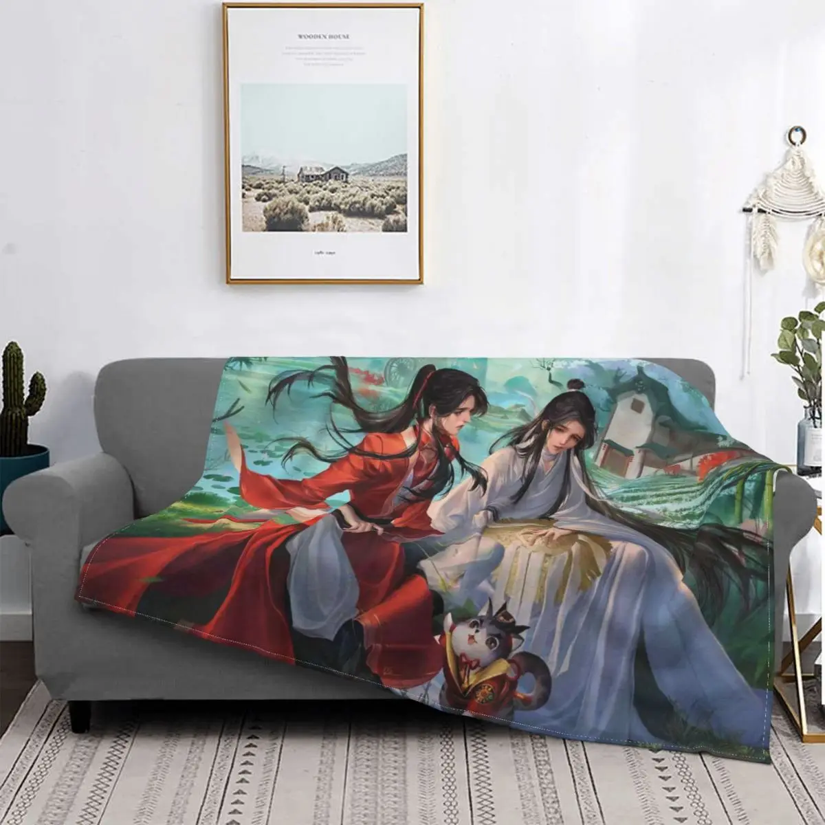 

Одеяло Tian Guan Ci Fu, милый аниме плед, сверхтеплый весенне-осенний фланелевый плед для дивана, необходимое для путешествий