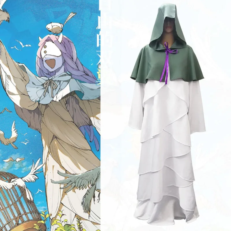 

2022 The Promised Neverland Mujika Cosplay Dresses Ghost Mujika Costumes Cloak and Dress Full Outfit Halloween Carnival Costume