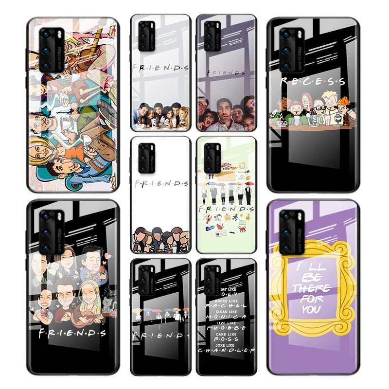 

Tempered Glass Cover Cartoon Friends TV For Huawei P40 P30 P20 P10 Pro Plus Lite 5G 2019 Shockproof Shell Phone Case