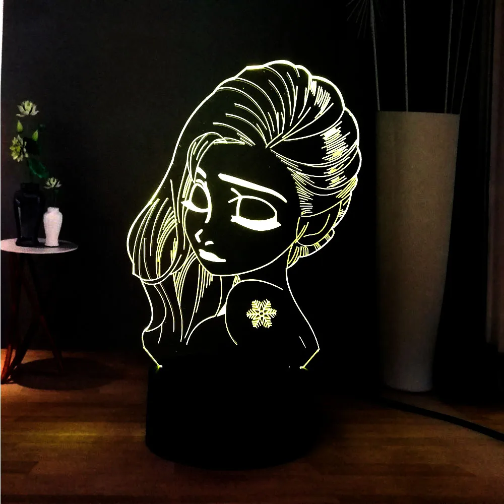 Настольная лампа для детей с 3d изображением ледяного и снежного мультфильма 7