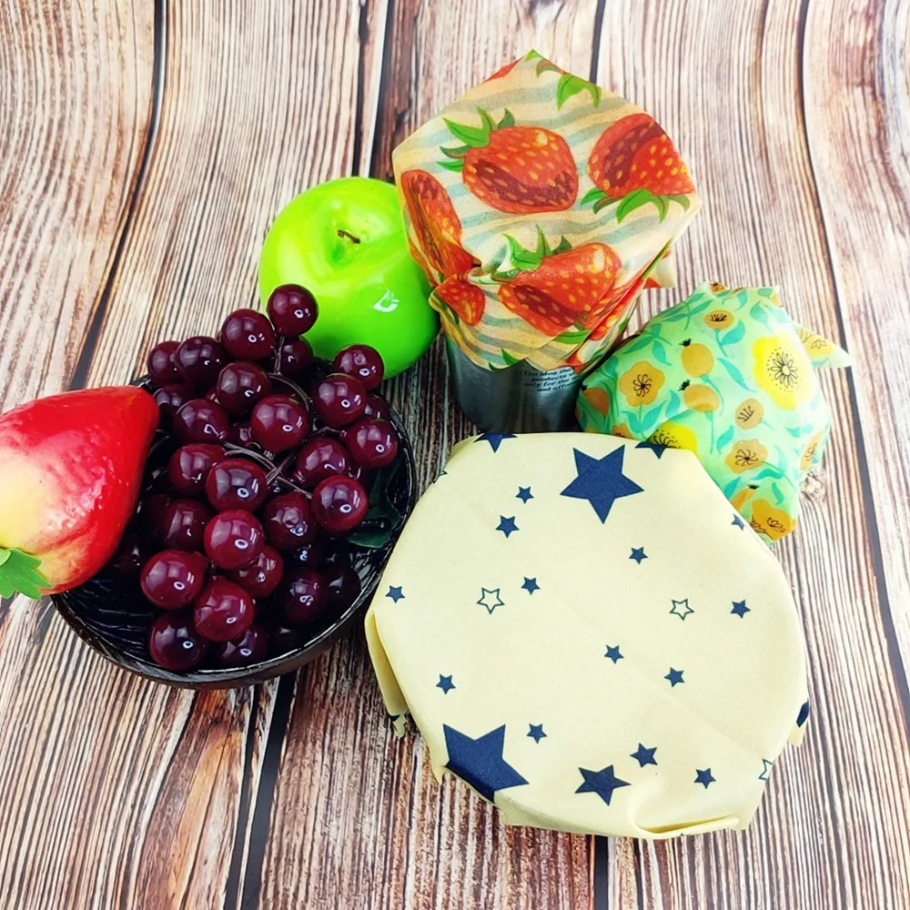 

Reusable Beeswax Food Wraps Washable Food Storage Bags Organic Beeswax Cloth Wrap Silicone Food Wrap Replacement