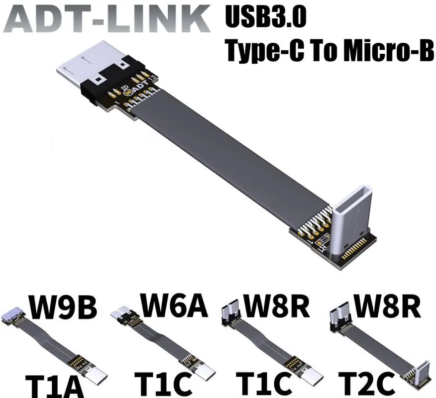 

USB 3,0 Type-C к Micro-B плоский кабель штекер-гнездо Tx-Rx резьбовой УДЛИНИТЕЛЬ шнур USB кабель для передачи данных двойной 90 градусов вверх/вниз адапте...