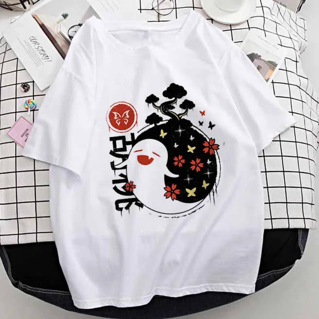 

Футболки Genshin Impact, женские футболки с графическим рисунком для игр, мультяшная футболка Ху Тао, забавные летние женские Топы Keqing Kawaii в стиле ...