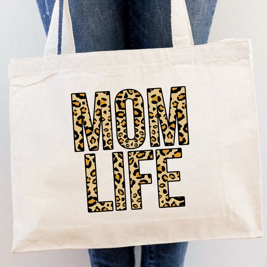 Холщовые сумки для покупок дам Mom Life модные тоуты на ремне повседневные женские