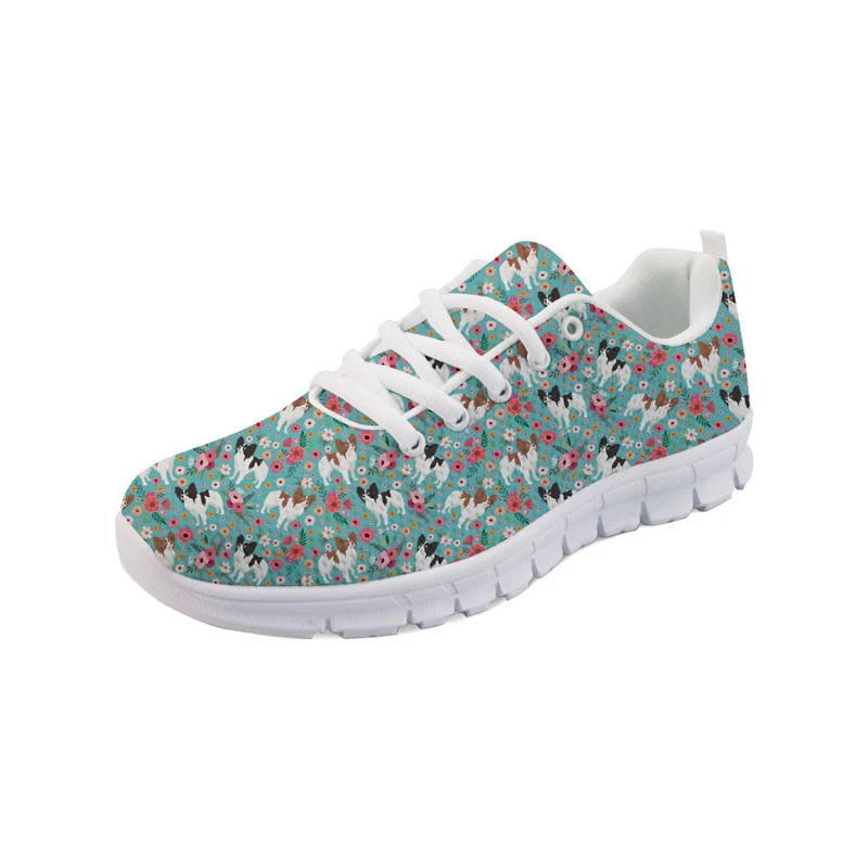 

Cute Nurse Mesh Sneakers Womans Cute Papillon Dog Flower Pattern Flats Running Shoes Women Spring/Autumn Ladies Jogging Shoe