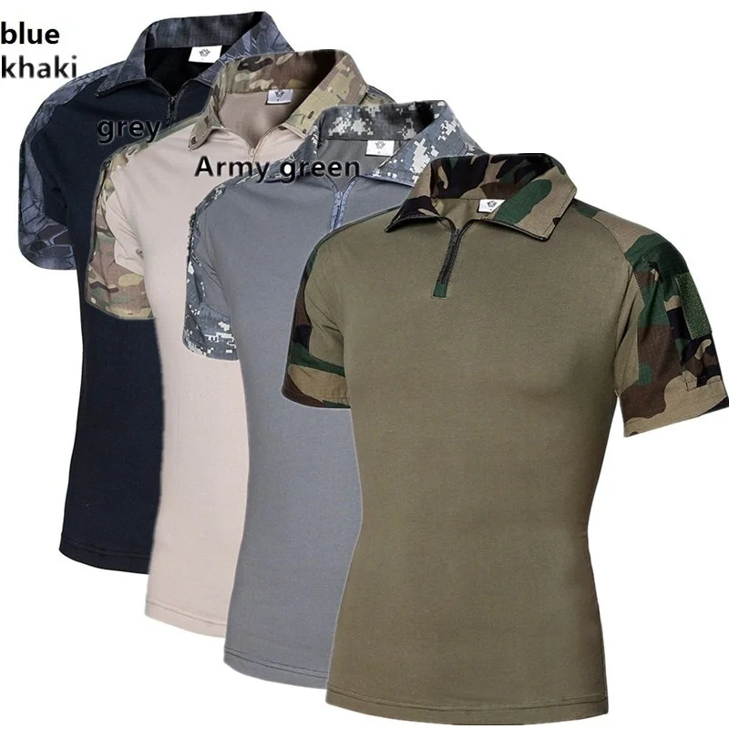 

ZOGAA 2021 Casual Stand Men Tee Camouflage Short Sleeve Shirt Boyfriend Gift 7 Colors Military Style