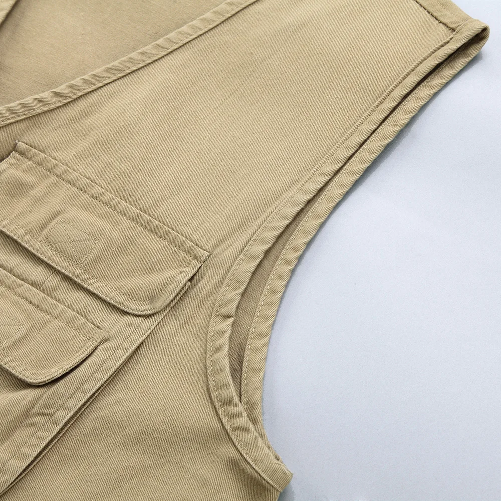 5XL хлопковый тканевый жилет с множеством карманов для мужчин Весна Лето