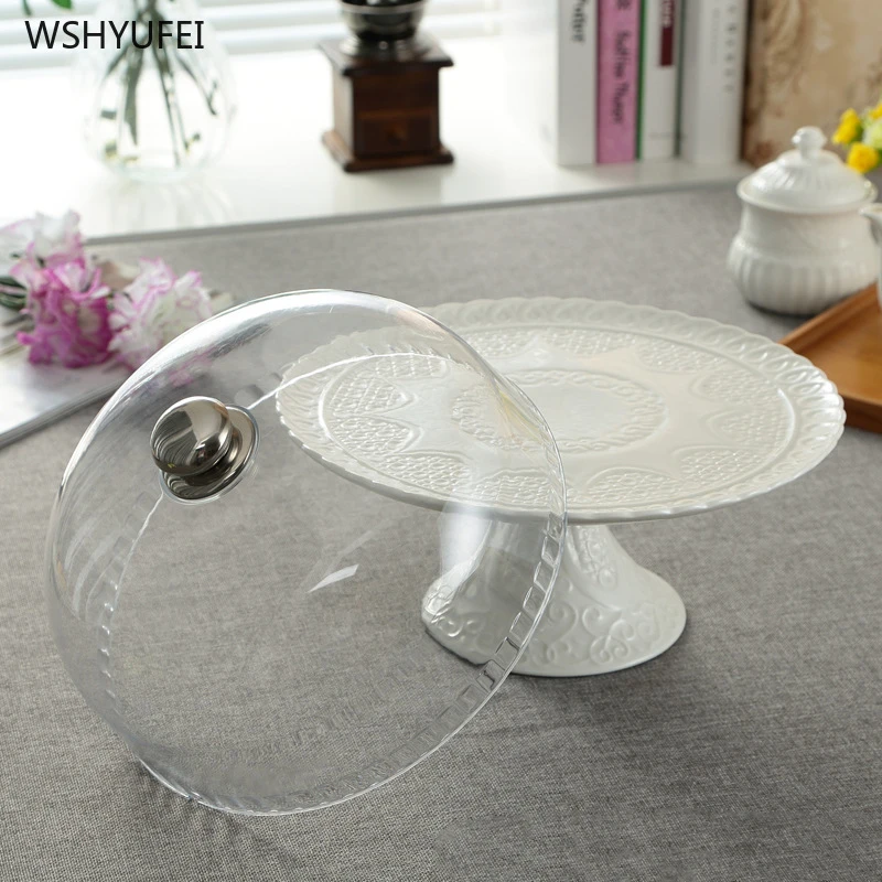 

Direct sales new court court lace embossed ceramic fruit baking cake tray hotel round jewelry dessert storage decorative tray