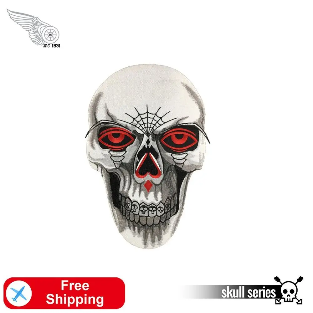 Маска с черепом патчи вышивкой череп в байкерском стиле зло гладить на панк жилет