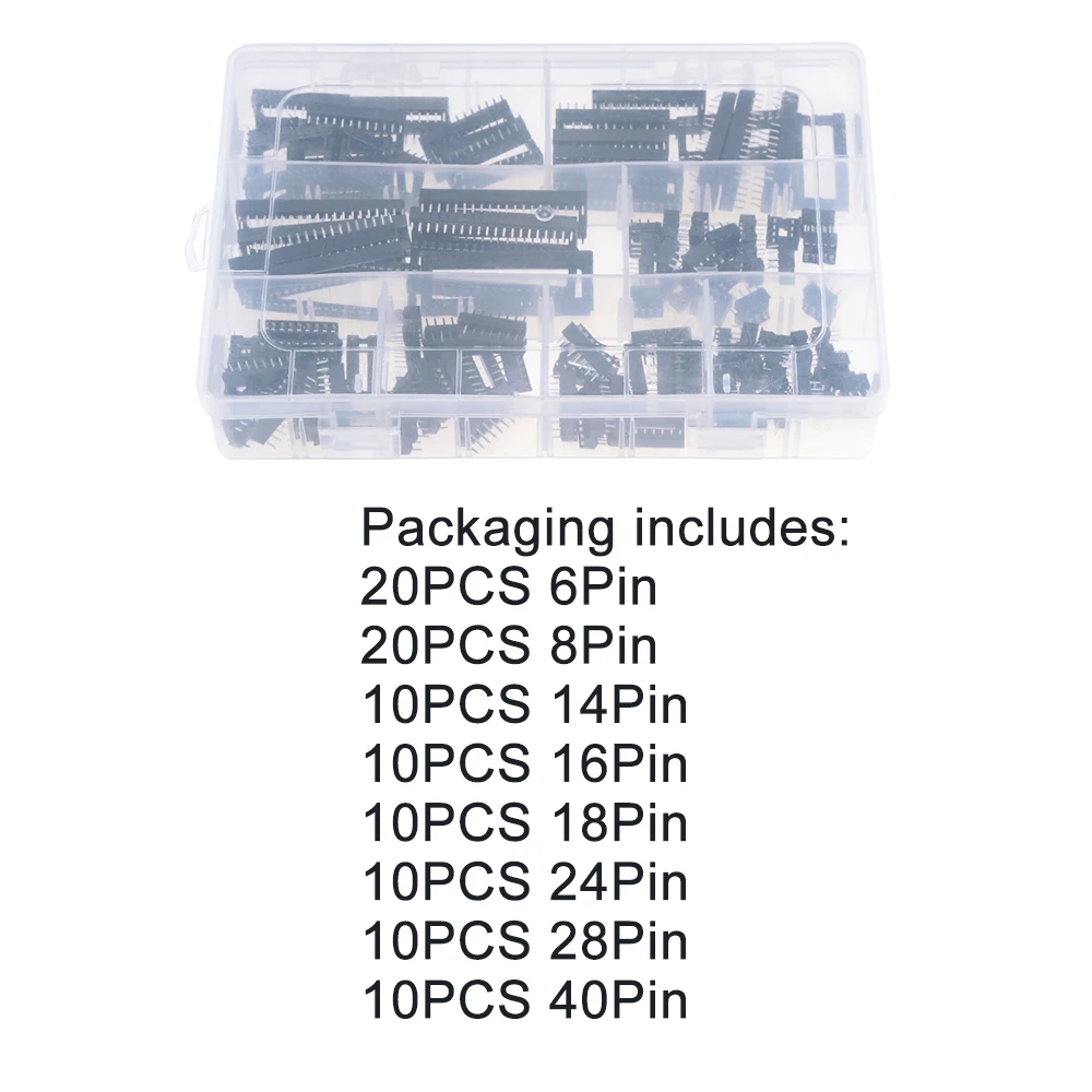 100 шт./корт. IC розетки DIP6-DIP40Pins DIP 6P 8P 16P 28P соединитель гнездовой адаптер Тип припоя