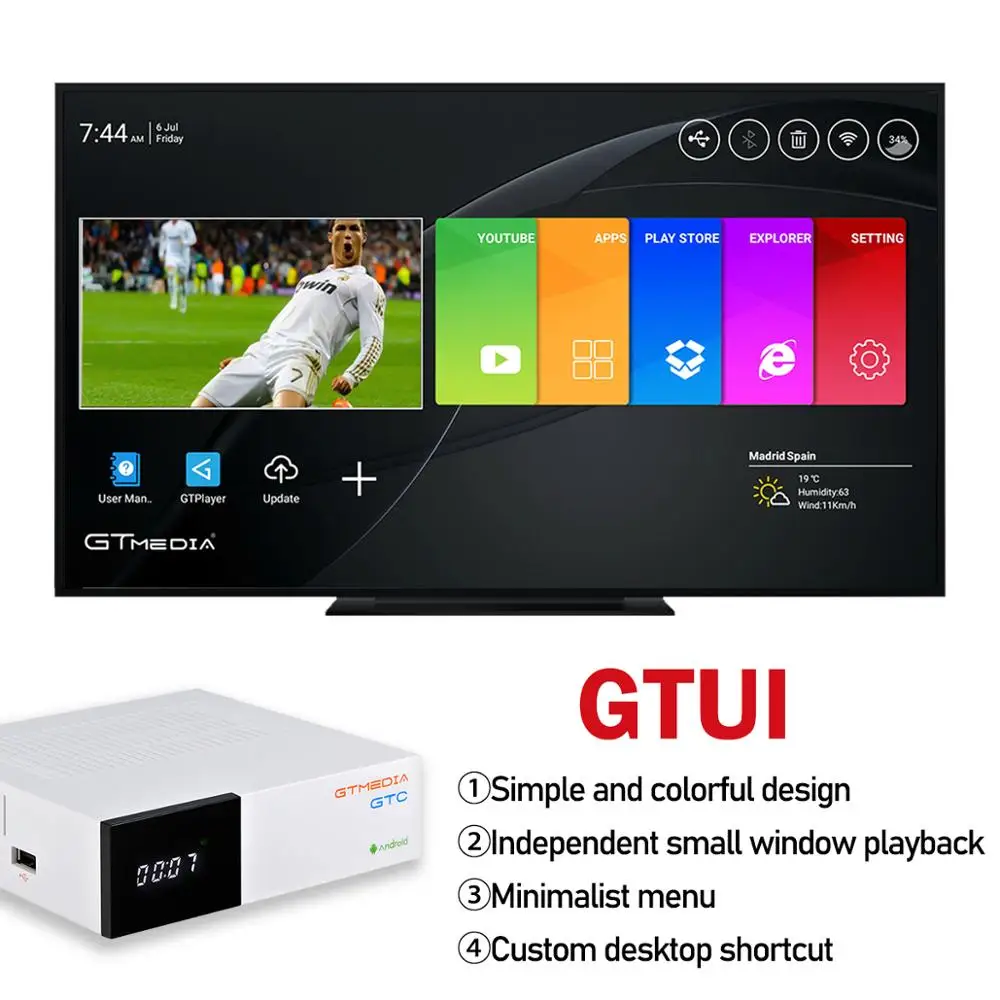 ТВ приставка GTmedia GTC на базе Android 6 0 модель DVB S2/T2/Cable/ISDBT Amlogic S905D 2 Гб ОЗУ 16 ПЗУ