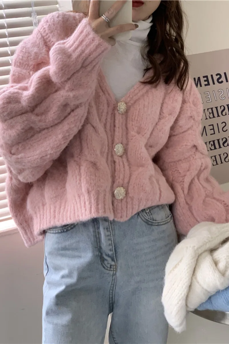 

College Style Thickened Sweater for Women Loose Outer Wear Autumn and Winter New Cardigan Top Fashion