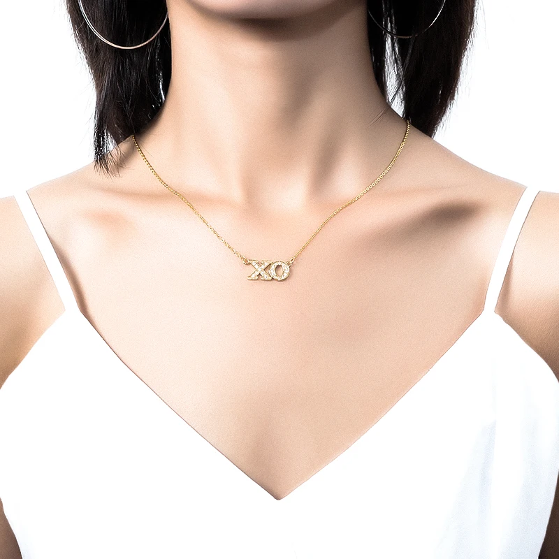 Хрустальное ожерелье XO Золотая цепочка ожерелья подвески для женщин и девочек