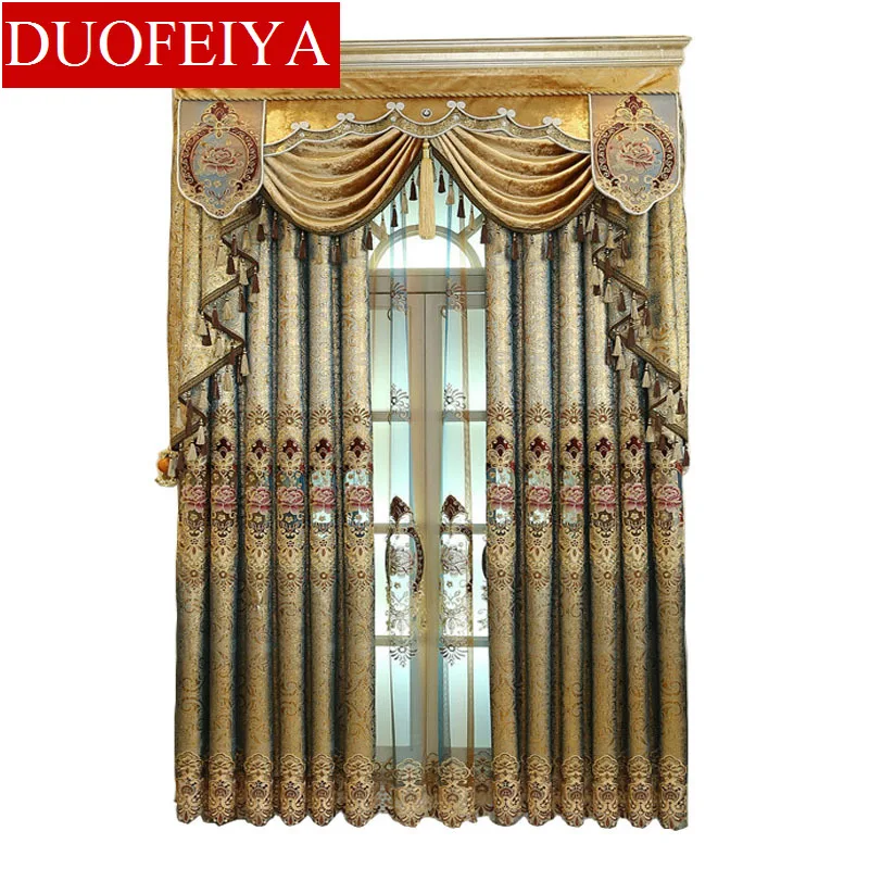 

Polyester Curtains for Living Room Dining Bedroom Valance fresh flower Style Thickening Shading Modern Window home Villa