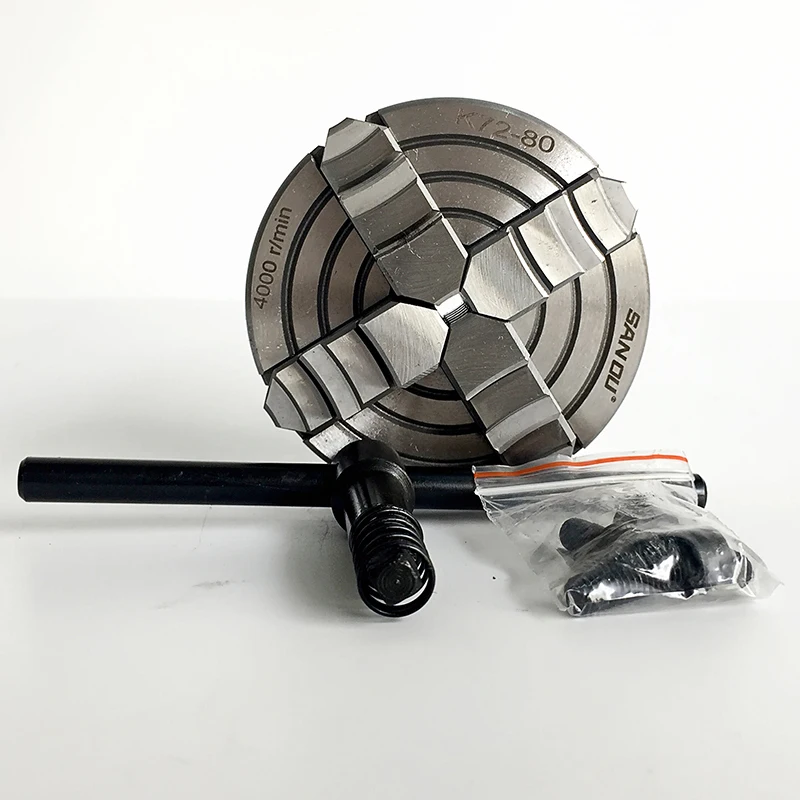 

Lathe Chuck 80mm 4 Jaw Independent Chuck K72-80 with SANOU Brand For Mini Lathe