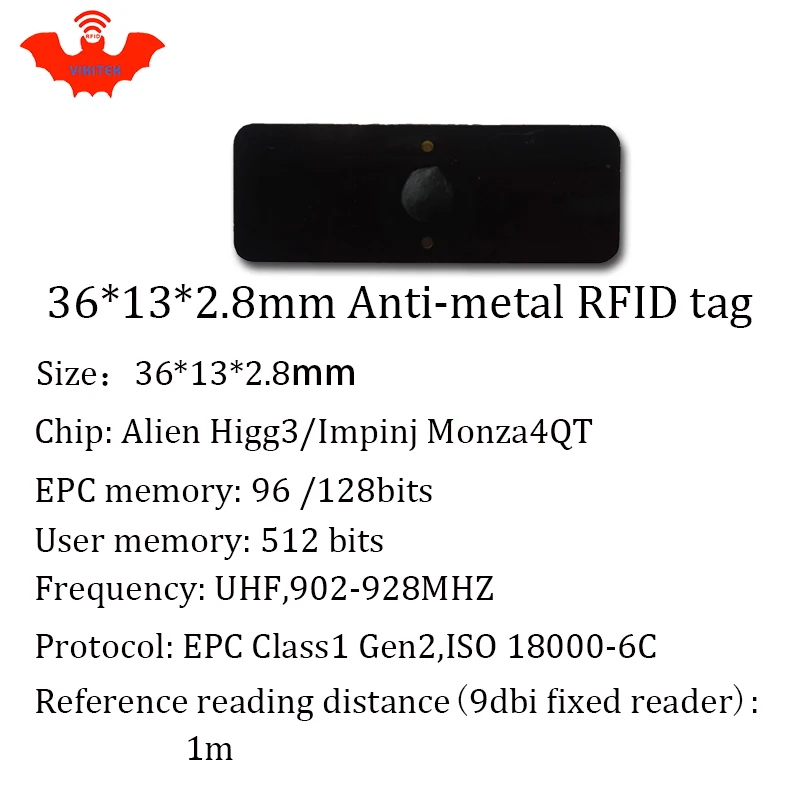 UHF RFID антиметаллическая бирка 915 МГц 868 Alien Higgs3 EPCC1G2 6C 36*13*2 8 мм маленькая