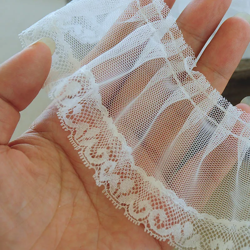 Роскошное белое Тюлевое 3d Плиссированное кружевное платье шириной 6 см вышитая