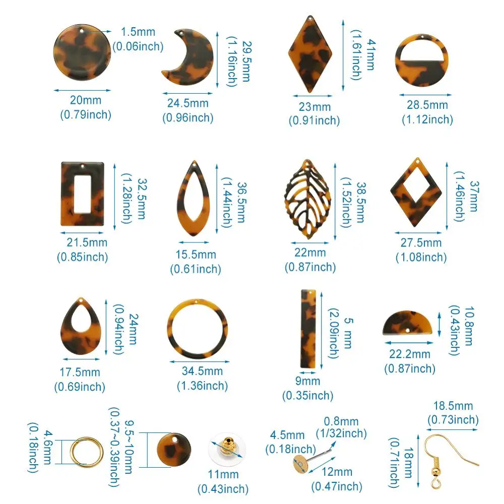 

1Set DIY Earring Making with Resin Pendants Brass Earring Hooks Backs Stud Earring Settings Iron Jump Rings for Jewelry Making