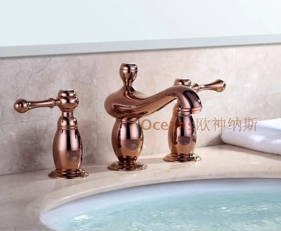 В европейском стиле двойной три отверстия Сплит горячей и холодной воды краны