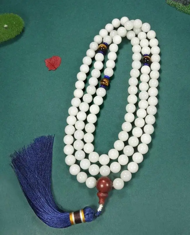 

Чистое Натуральное, изготовленное на заказ, 108 круглых бусин, снежинка, белое ожерелье может быть прикреплено к подвеске, ручной и игровой