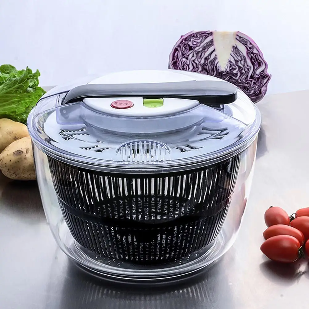 

1pc Large Capacity Vegetable Dehydrator Press Type Salad Fruit Gadge Kitchen Transparent Bowl Bowl Safe Spinner Basket Drai D2H3