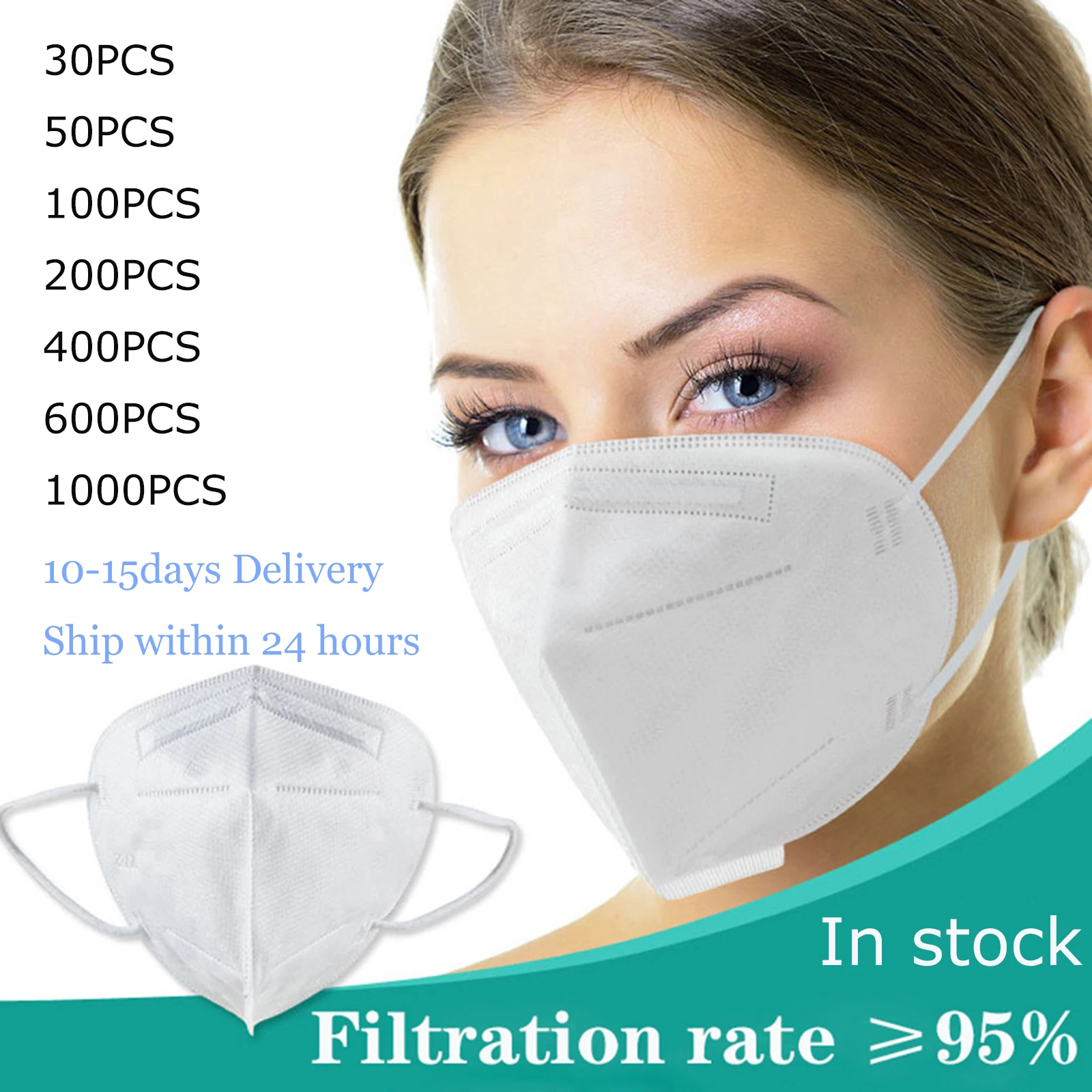 

Fast Delivery Disposable Mask Five-layer Filters Dustproof Protective Protective Face Masks 30/50/100/200/400/600/1000pcs FL50