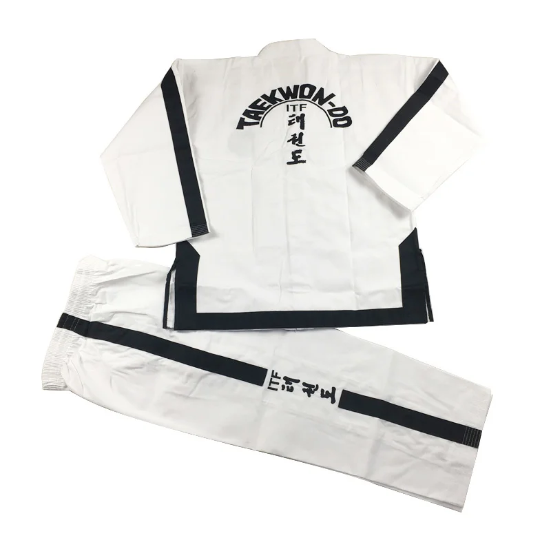 

High Quality Taekwondo White Embroidery Standard ITF Uniform For Instructor Uniforms Men Suit 강사 유니폼