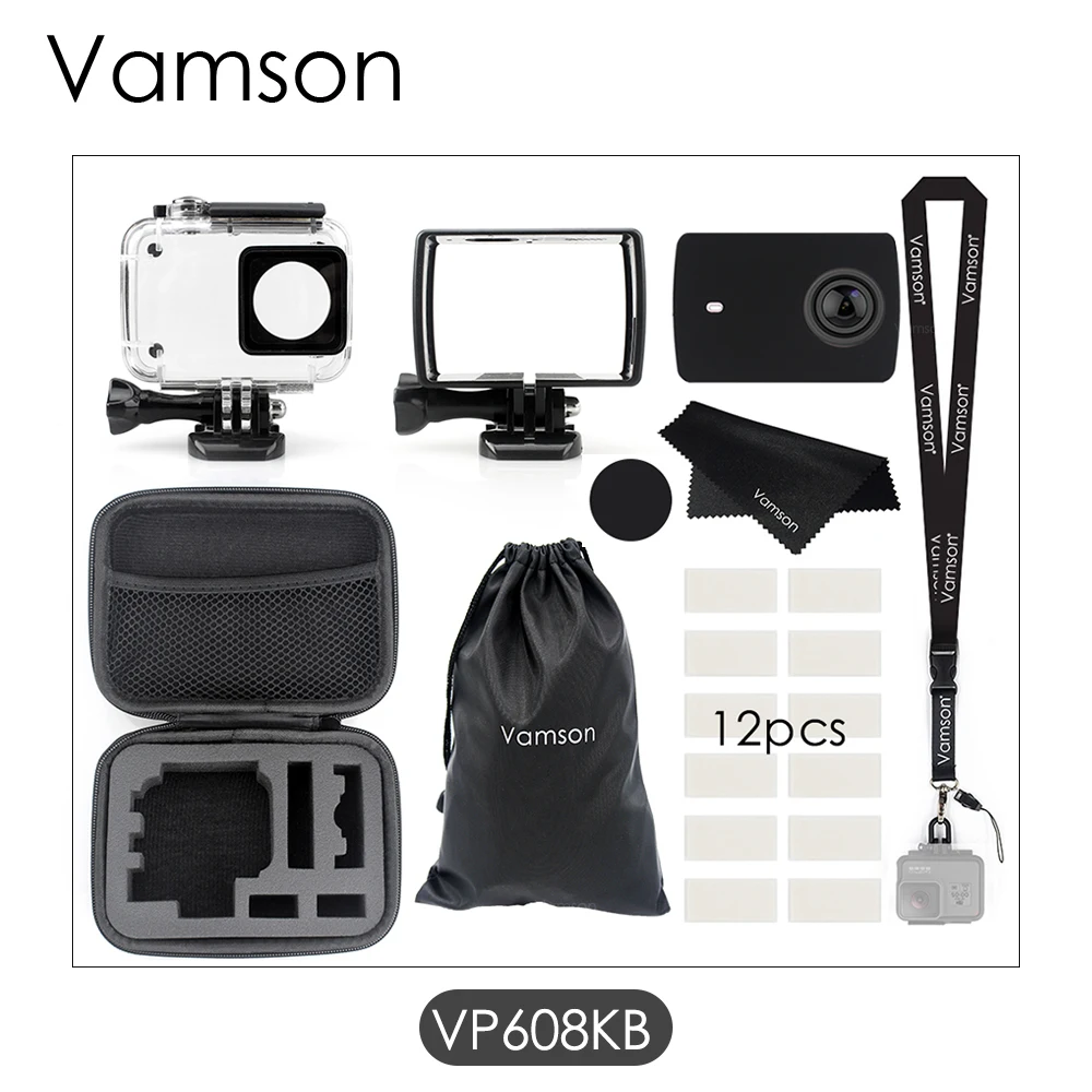 VP608KB Vamson для Yi 4 k/yi 4k+/yi lite 40m водонепроницаемый чехол Защитный корпус чехол для дайвинга для Xiaomi для Yi 2 4K Спортивная камера 2 VP608K - Цвет: VP608KB