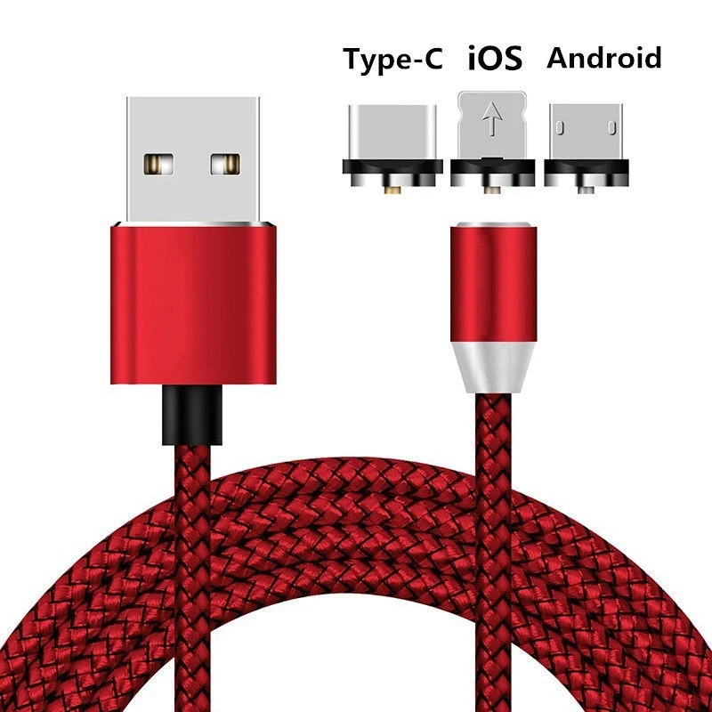 Магнитный кабель USB Micro usb type-C для huawei Y7 Y6 Y5 Prime P9 P10 Honor 10 9 Lite 7C 7A для iPhone XS MAX XR 7 8 - Цвет: Красный