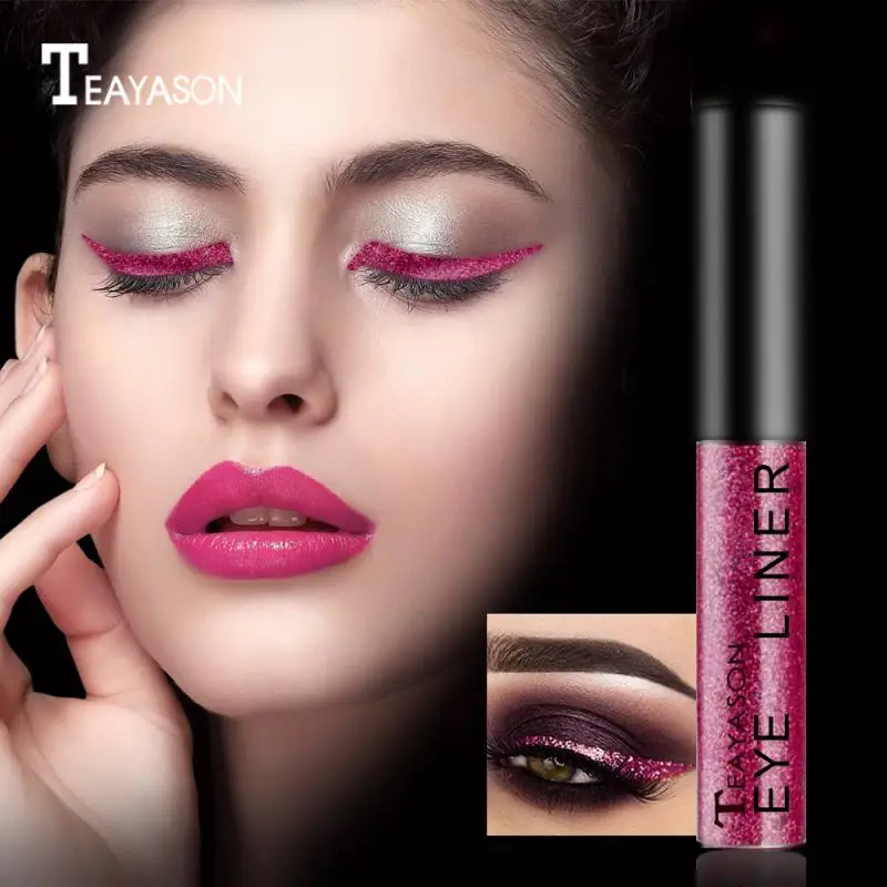 Жидкая подводка для глаз стойкая водостойкая прочная 15 цветов золотистая