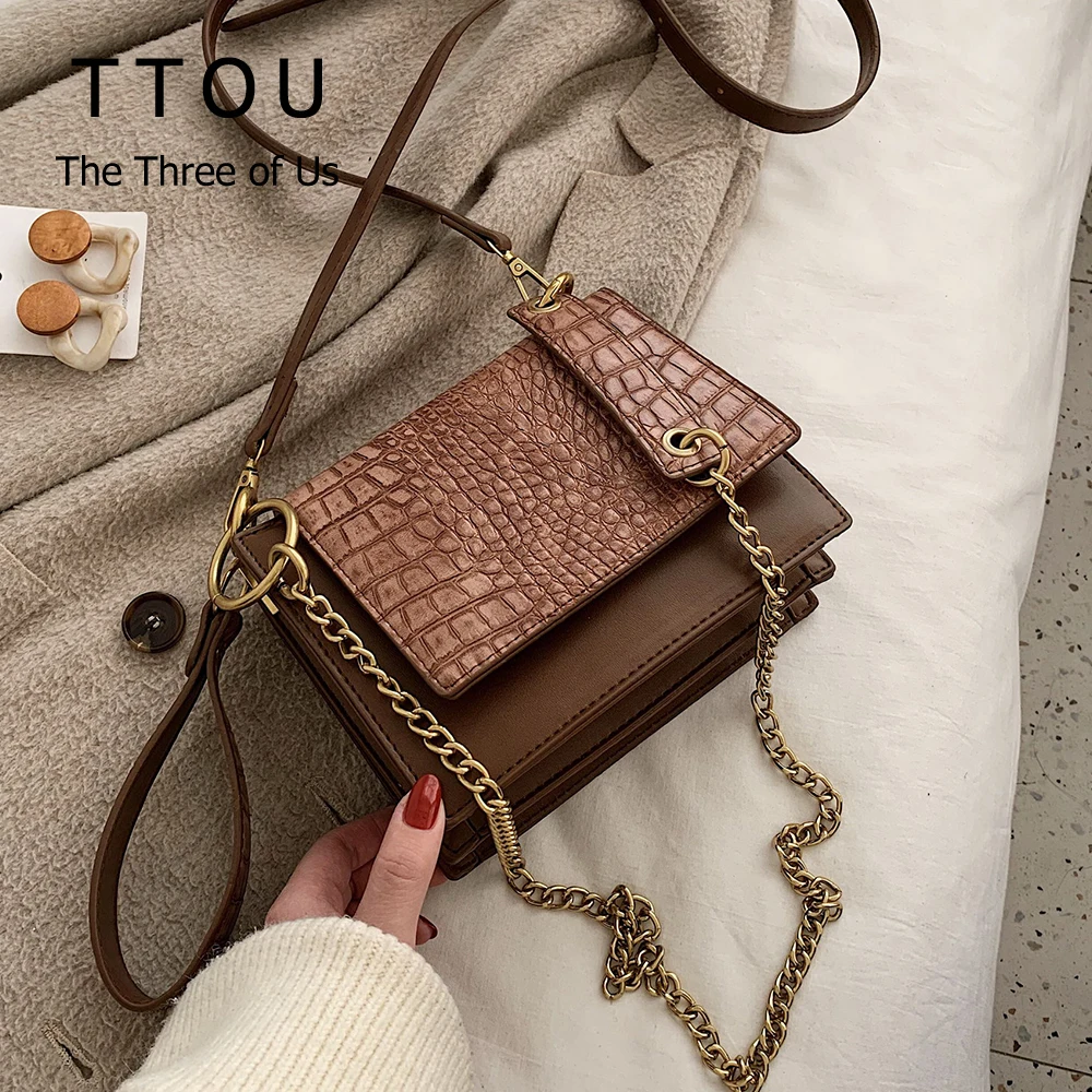 Модные квадратные женские роскошные сумки 2020 дизайнерские с крокодиловым узором